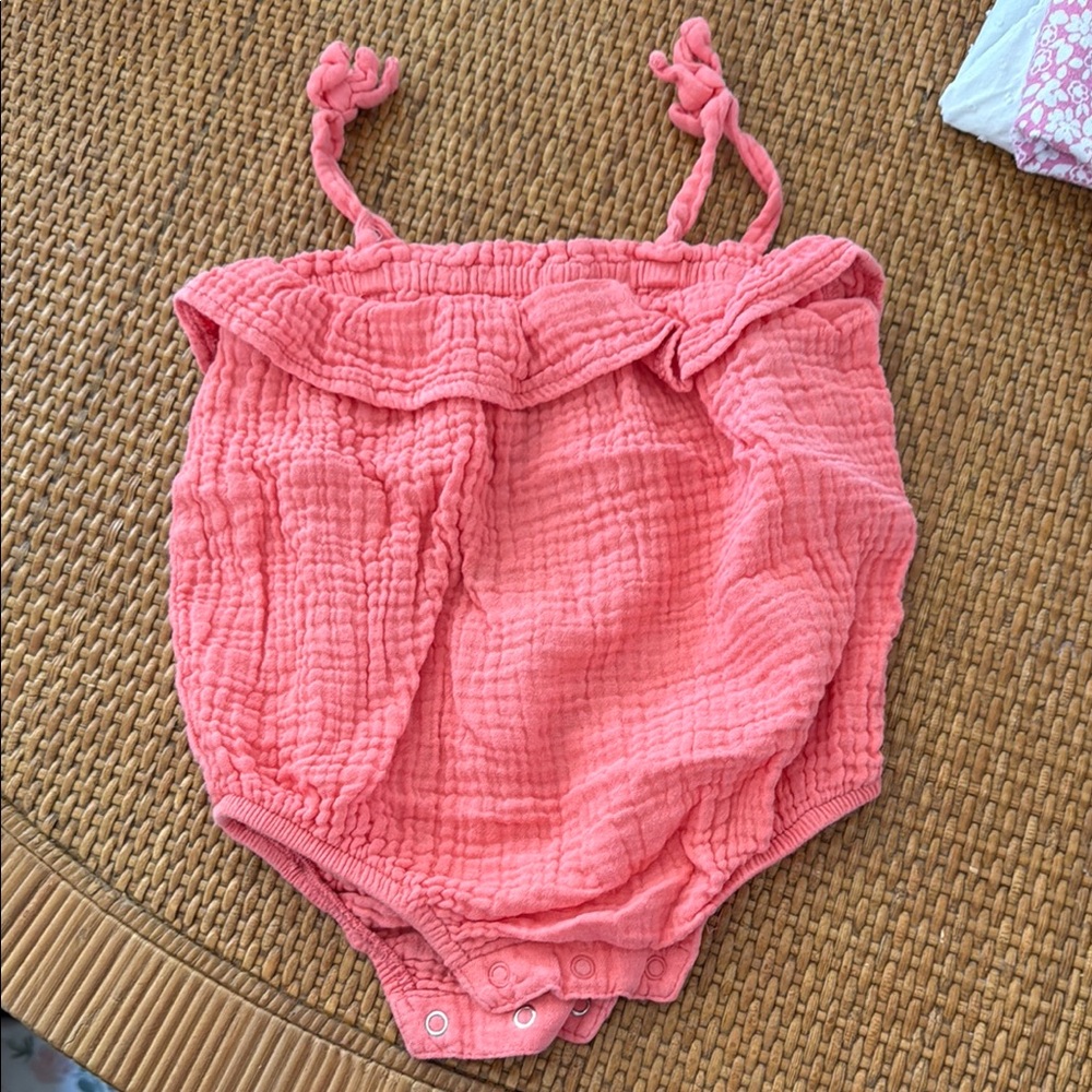 Little Me Coral Baby Romper
